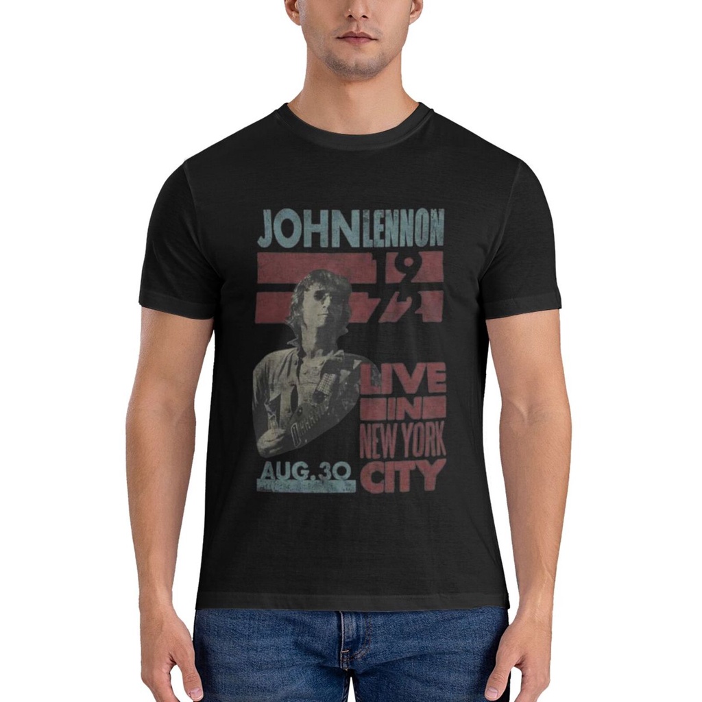 John Lennon Beatles Live In Nyc Áo thun thông thường Big