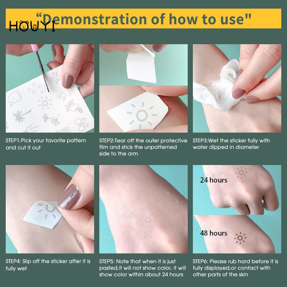 Set 5 Tấm Hình Xăm Dán Tạm Thời Họa Tiết Hoạt Hình 77 Phong Cách Đơn Giản