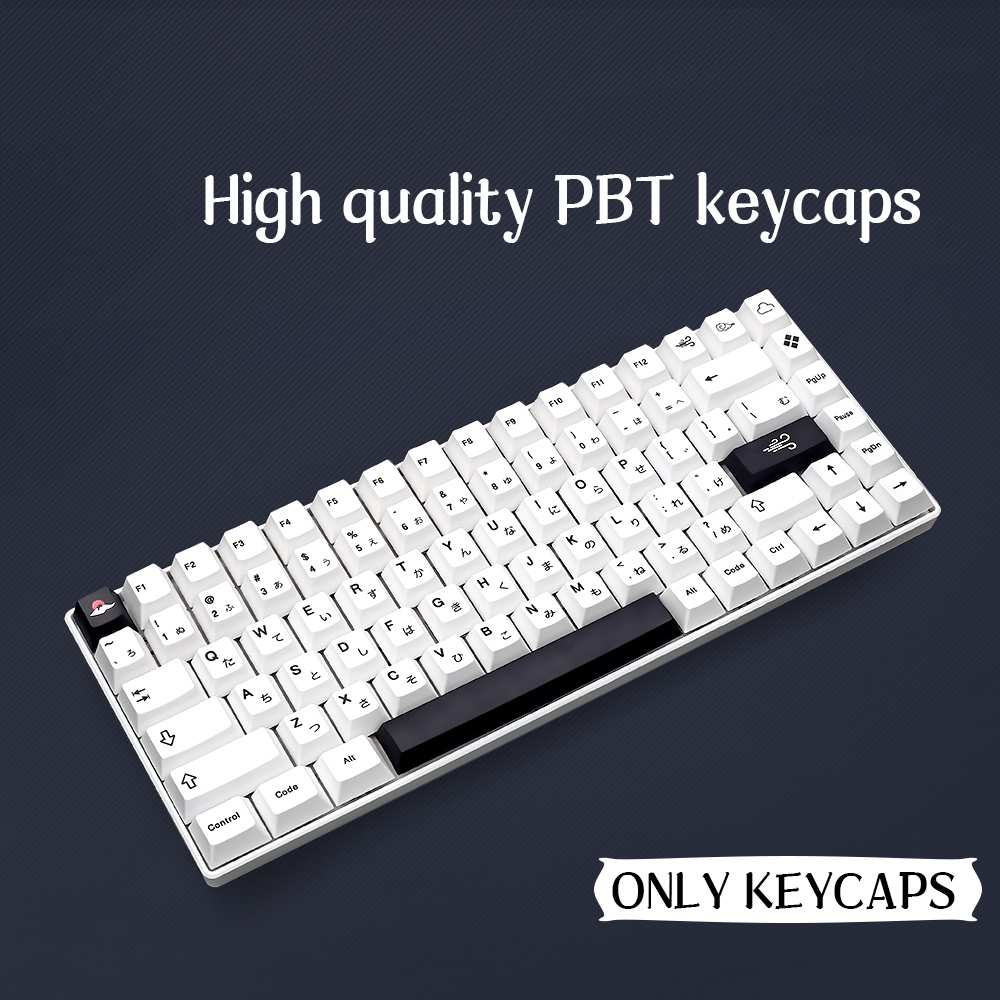 Black And White BOW Keycap Simple Cherry Profile PBT Set 140 Nút Bàn Phím Cơ Màu Trắng Và Đen In Hình Cherry Profile PBT Có Công Tắc MX