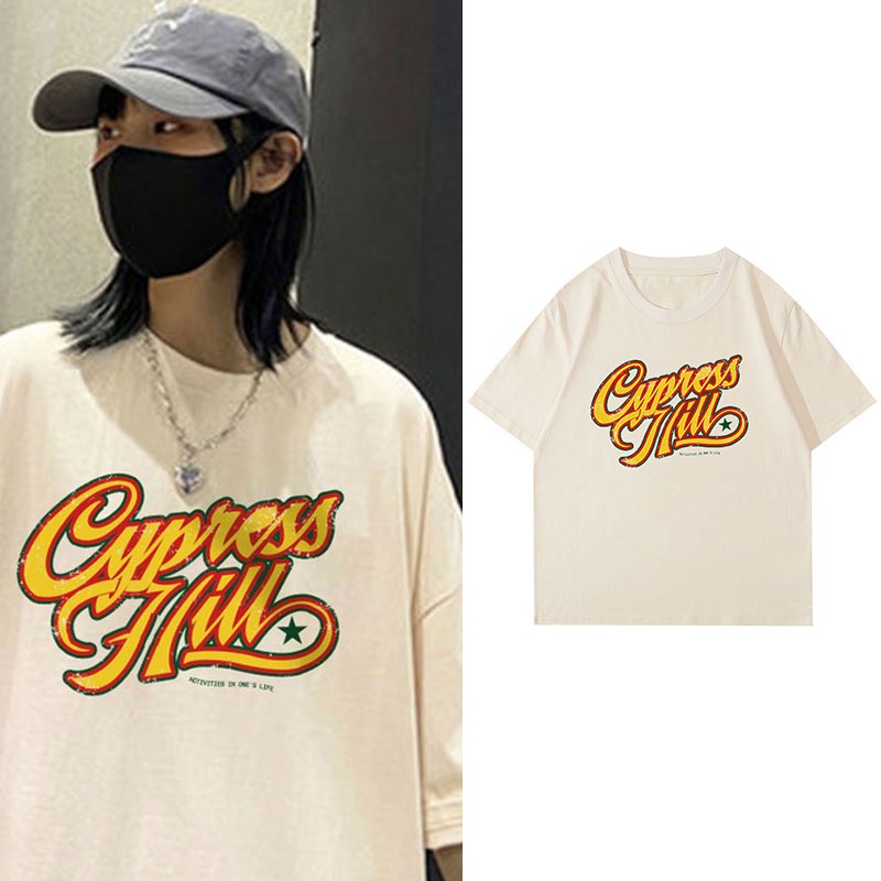 Áo Thun 100% Cotton Tay Ngắn Cổ Tròn In Họa Tiết Phong Cách Hàn Quốc Cho Nữ