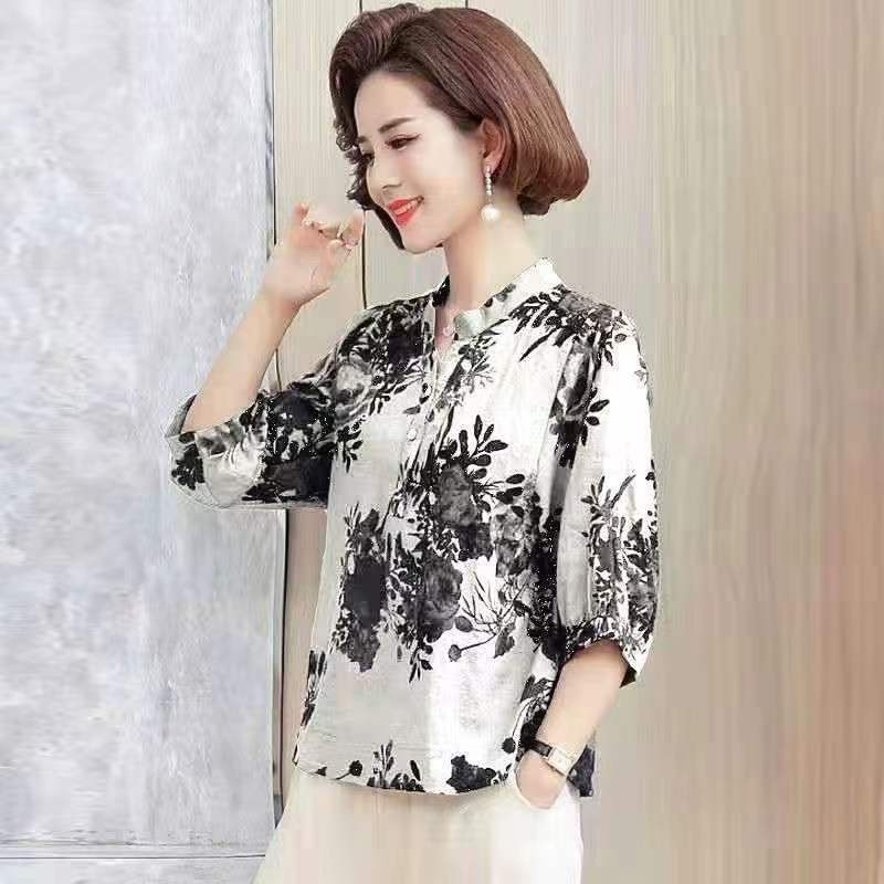 Áo Sơ Mi Cotton Lanh Phong Cách Mùa Hè Mới Đơn Giản Hợp Thời Trang Cho Nữ