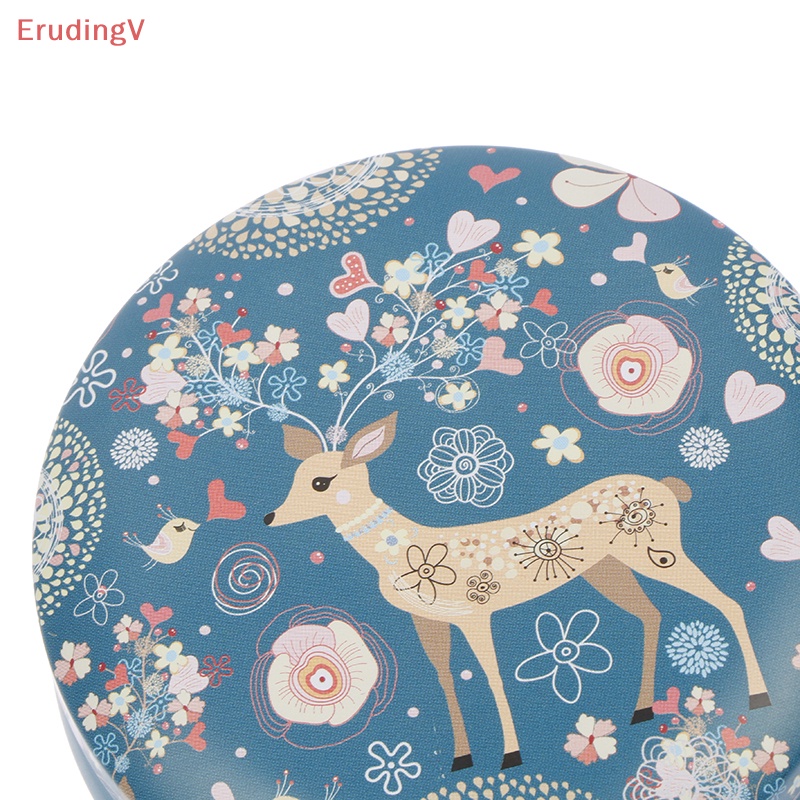 [ErudingV] Hộp Thiếc Nhỏ Tròn Họa Tiết Hươu Retro Sáng Tạo Đựng Kẹo [Mới]