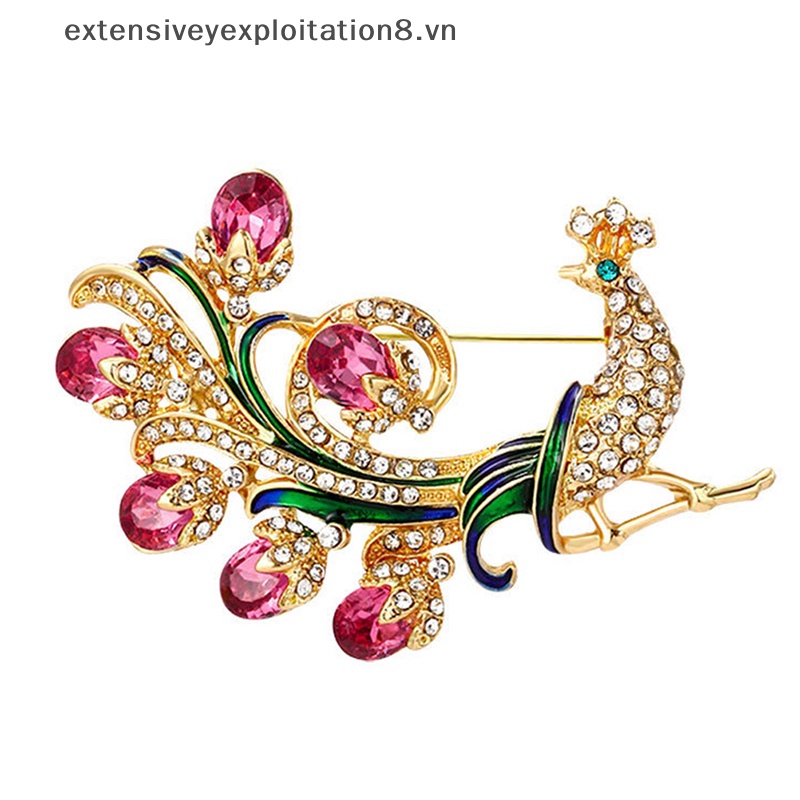 Ghim Cài Áo Hình Chim Công Đính Đá Zircon Dễ Thương