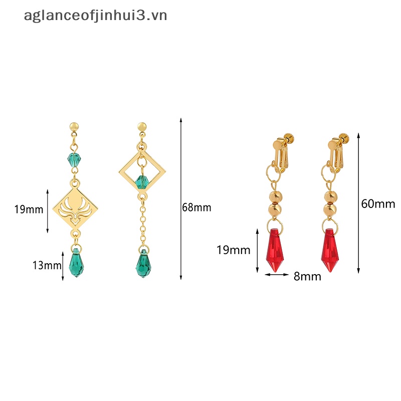 ~ Afhvn ~ Bông Tai Kim Loại Thông Hơi Hóa Trang Nhân Vật Anime Genshin Va Chạm Barbatos Cho Nam Và Nữ