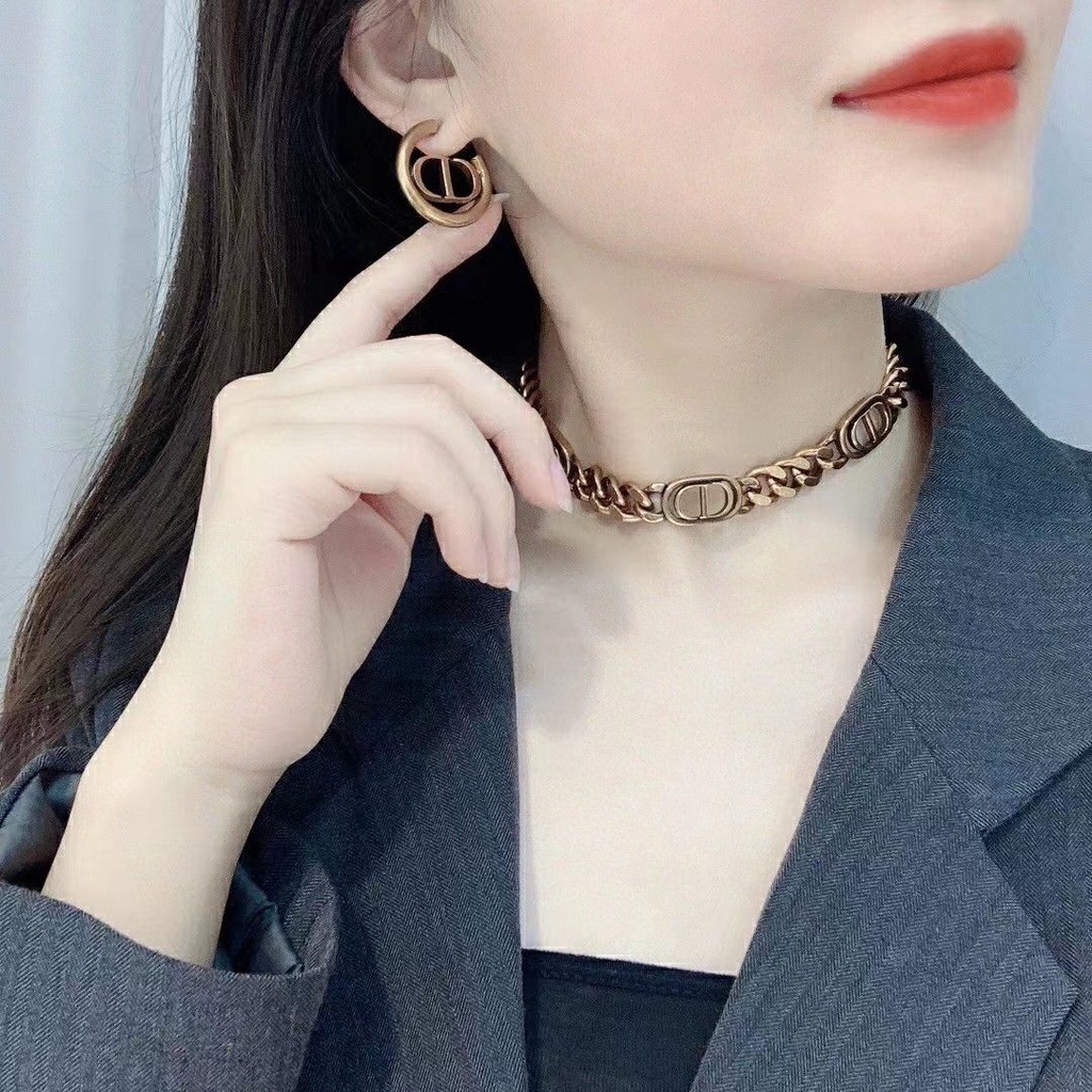 Dior_Khuyên Tai Tròn Bằng Đồng Cao Cấp Phong Cách Vintage Sang Trọng
