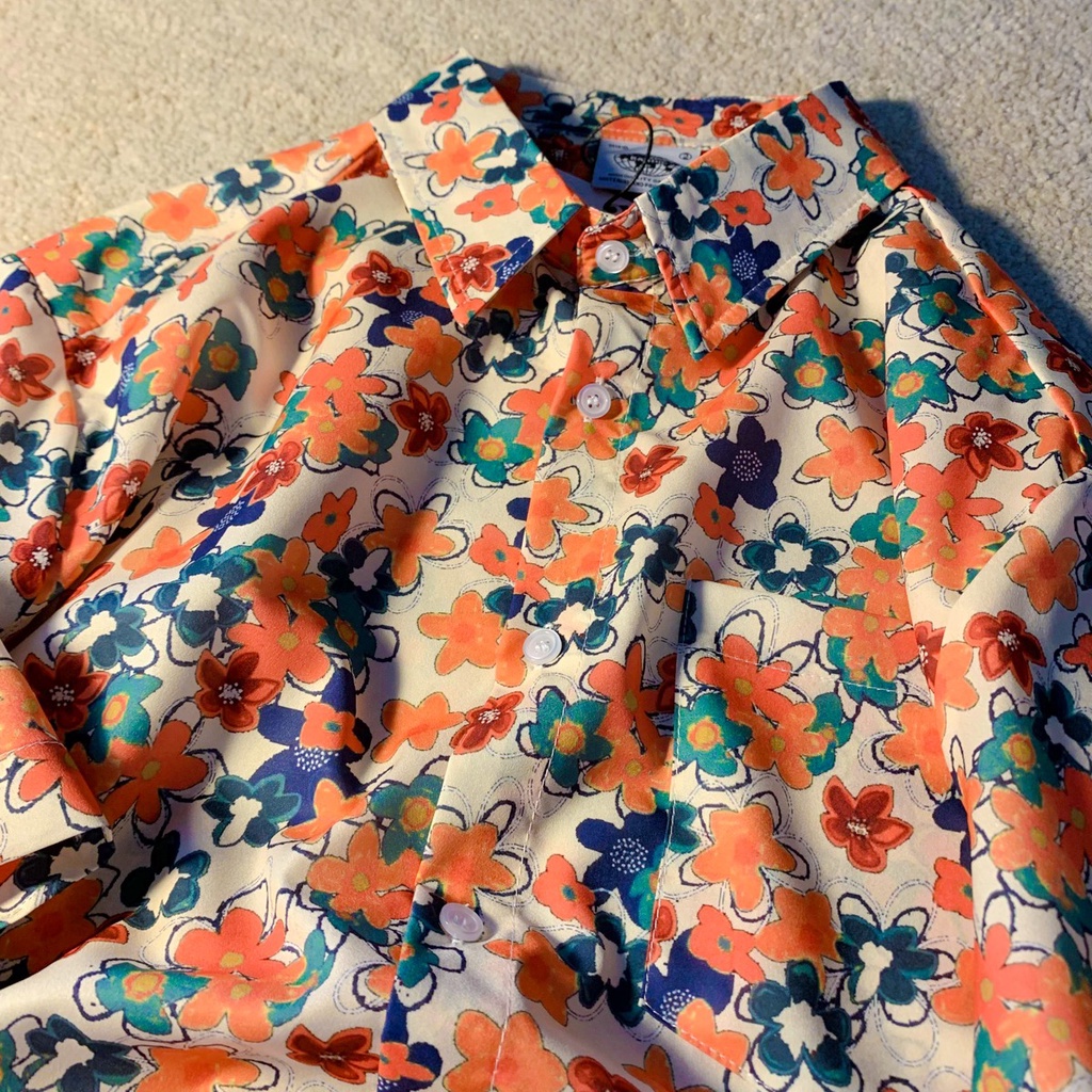 NRVP Áo Sơ Mi Nữ Ngắn Tay In Họa Tiết Độc Đáo Phong Cách Hàn Quốc Mới