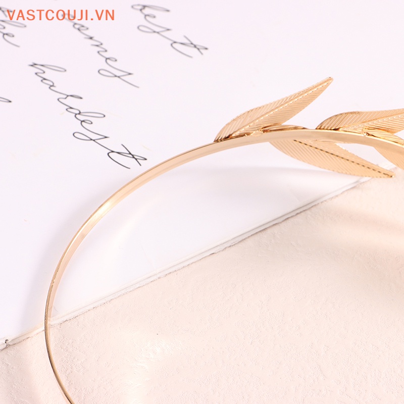 Băng Đô Cài Tóc Kim Loại Hình Lá Màu Vàng Thanh Lịch Cho Cô Dâu