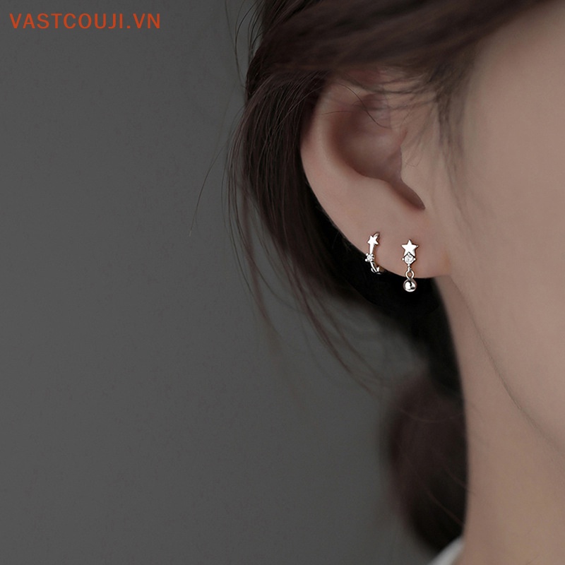 Bộ 2 Khuyên Tai Đính Đá Thời Trang Nữ Tính