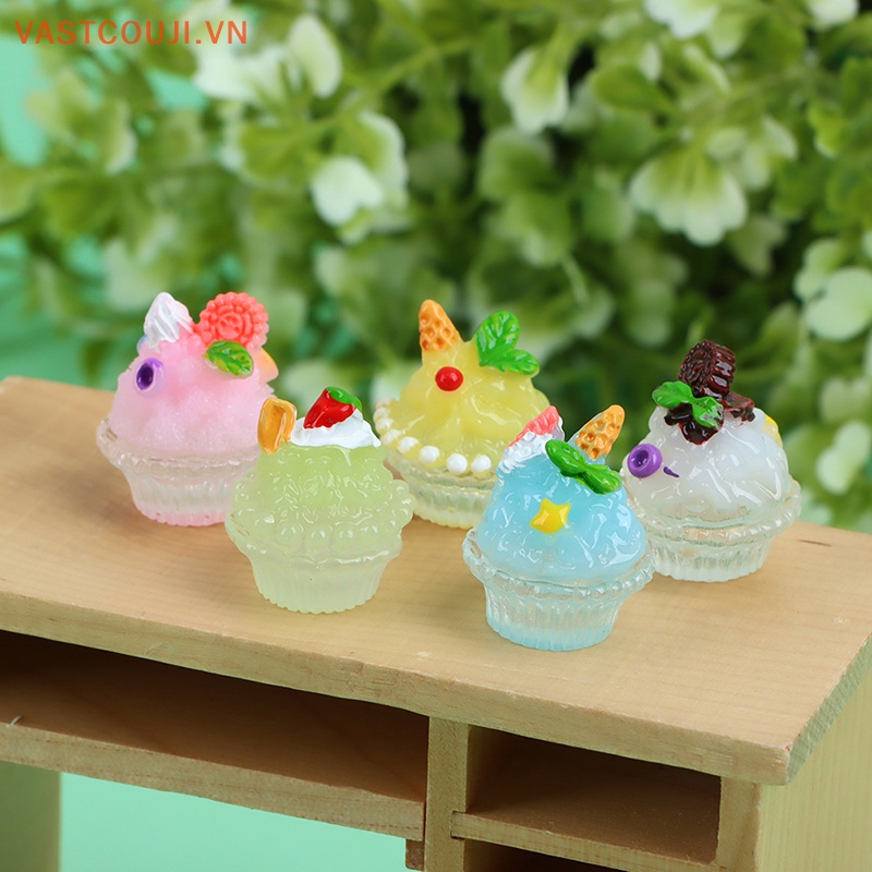 Bộ 5 Mô Hình Tô Và Que Kem Bằng Resin Resin Dùng Trang Trí Sổ Tay / Điện Thoại DIY