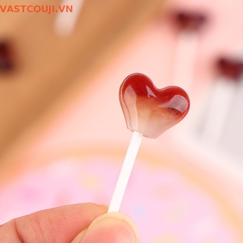 Set 10 Kẹo Mút Trái Tim Nhiều Màu Sắc Dùng Để Làm Đồ Thủ Công