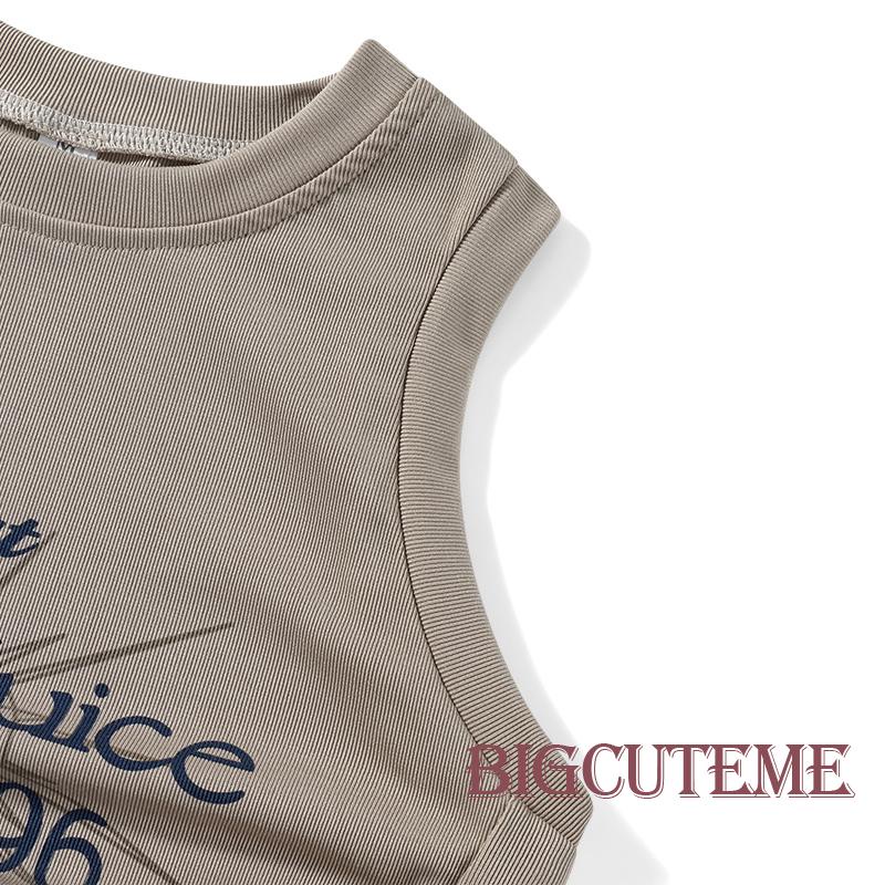 Áo Croptop Sát Nách Cổ Cao In Chữ Thời Trang Mùa Hè Cho Nữ