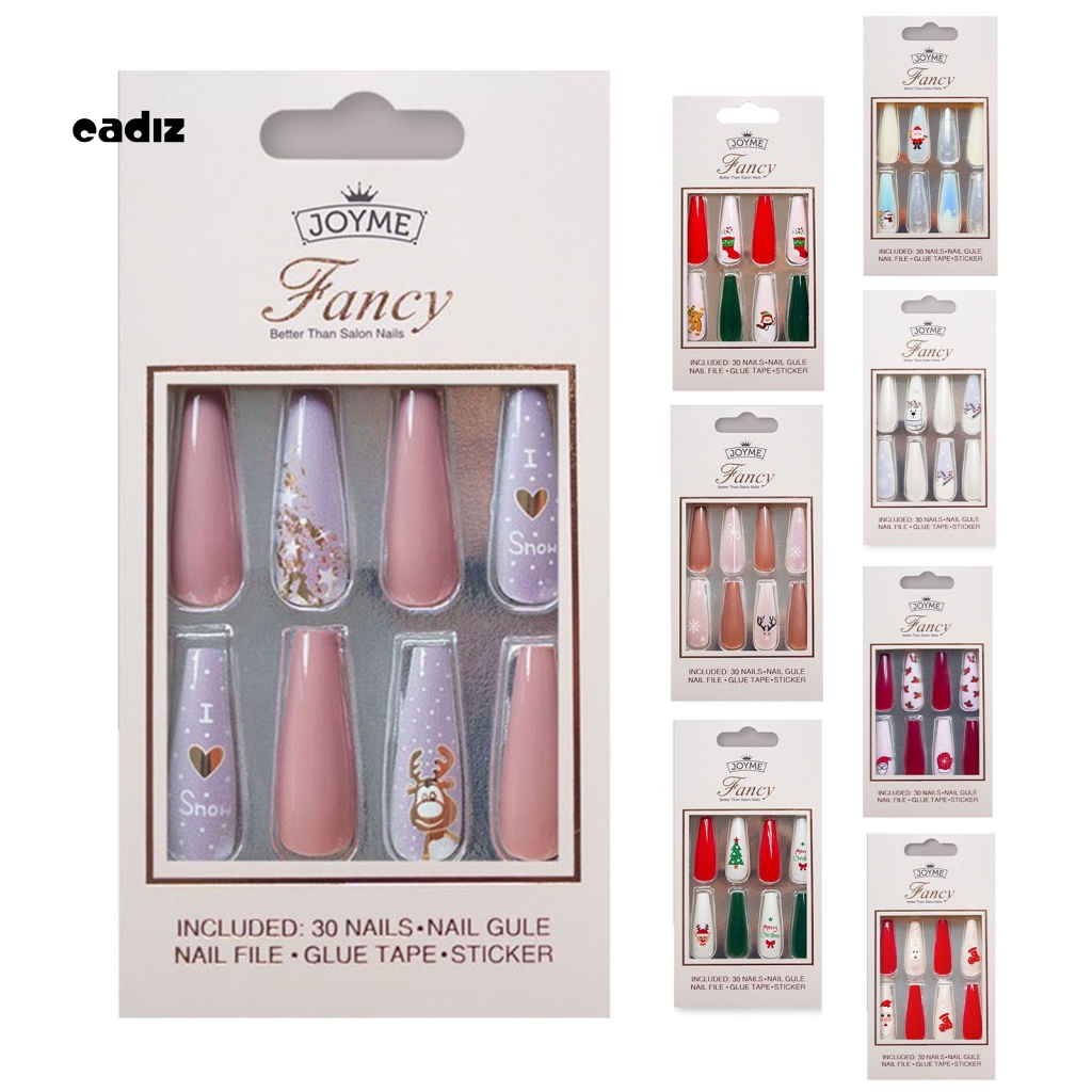 1 Bộ Móng Tay Giả Che Phủ Toàn Diện Không Mùi Phong Cách Giáng Sinh Cho Salon
