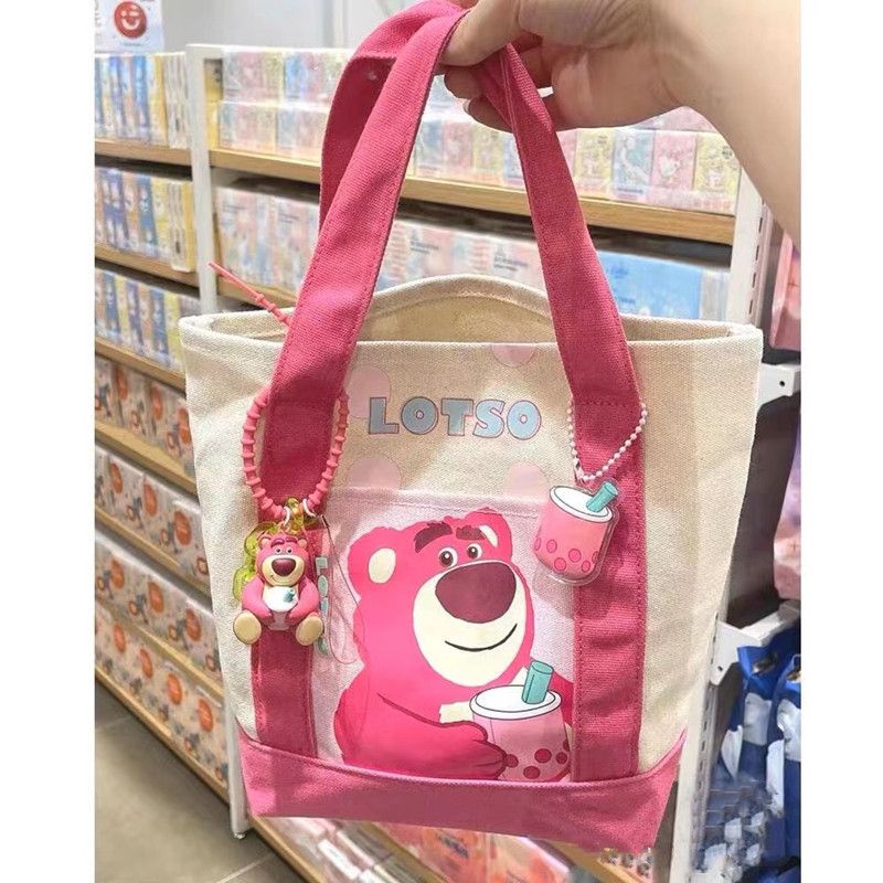 Túi Tote Vải Canvas Cỡ Lớn Đựng Hộp Cơm Trưa In Hoạt Hình Dễ Thương Cho Nữ