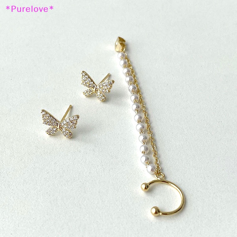 Bông Tai Hình Bướm Đính Đá Thanh Lịch Phong Cách Hàn Quốc Cho Nữ