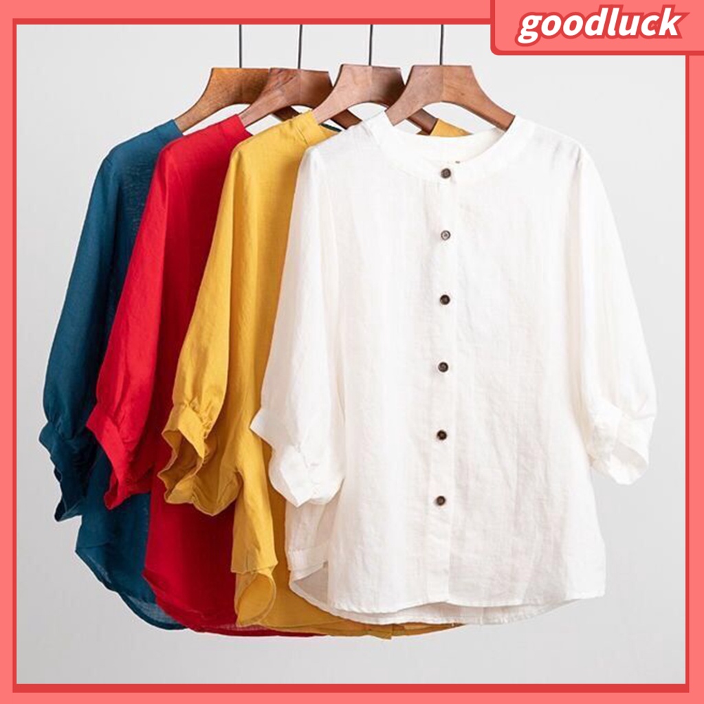 Áo Sơ Mi Tay Lửng Cổ Tròn Màu Sắc Thời Trang Dành Cho Nữ