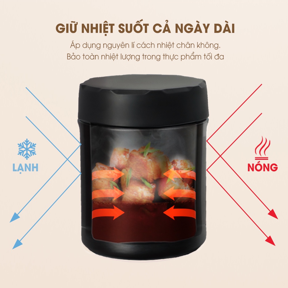 Hộp đựng cơm giữ nhiệt chân không bằng inox LEBENLANG LBL8568, 3 hộp riêng biệt, TẶNG kèm túi đựng giữ nhiệt-chính hãng