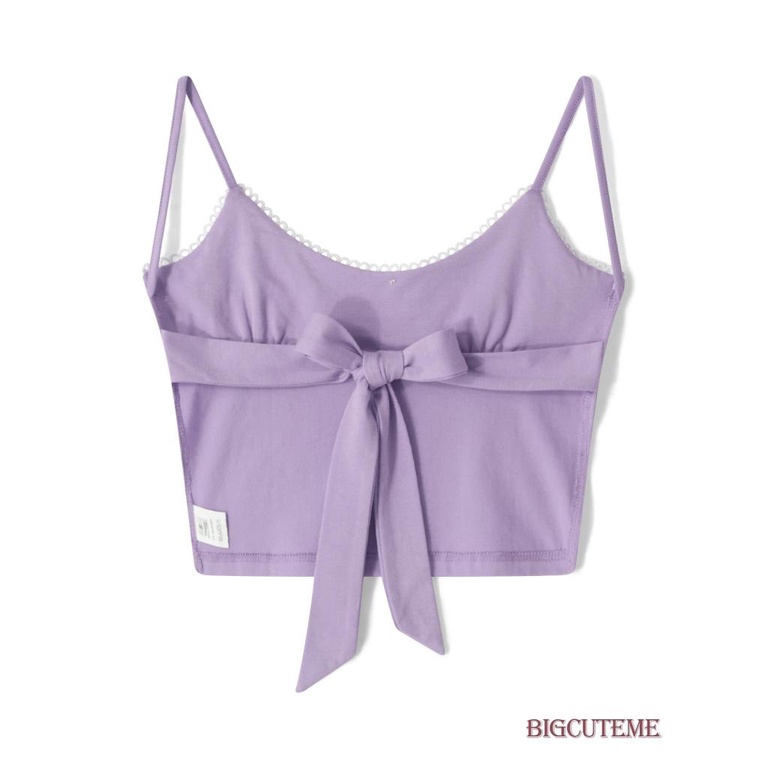 Áo Croptop Hai Dây Sát Nách Hở Lưng Phối Ren Thời Trang Mùa Hè Cho Nữ