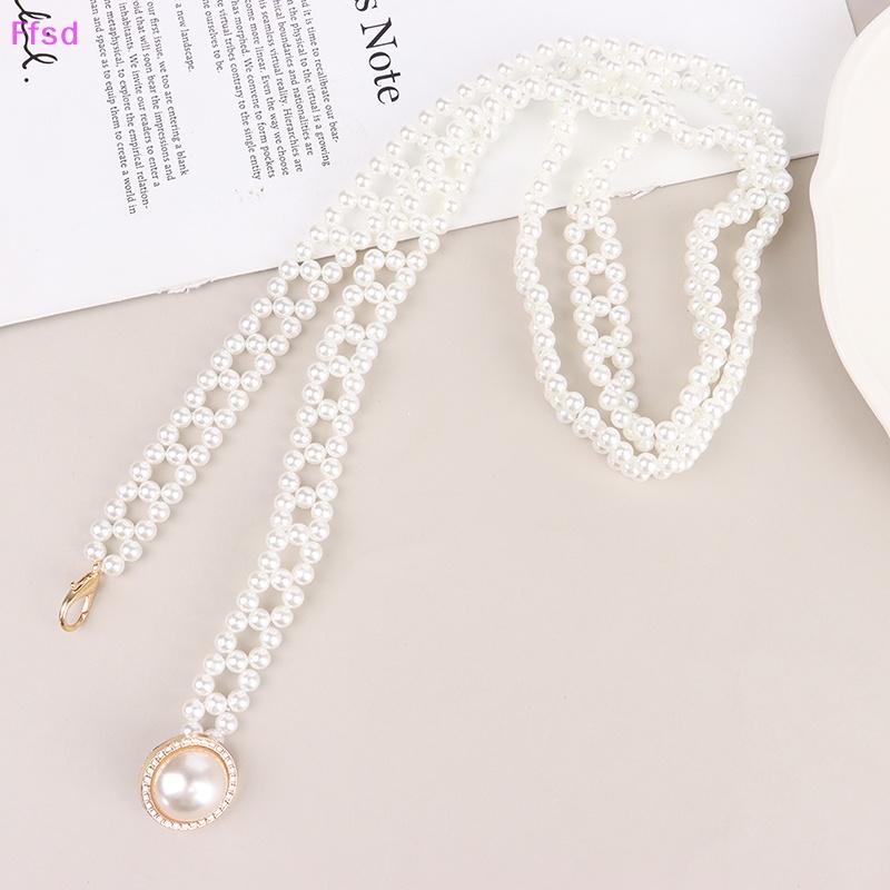 Dây Thắt Lưng Chuỗi Ngọc Trai Dài Thanh Lịch Hợp Thời Trang Cho Nữ