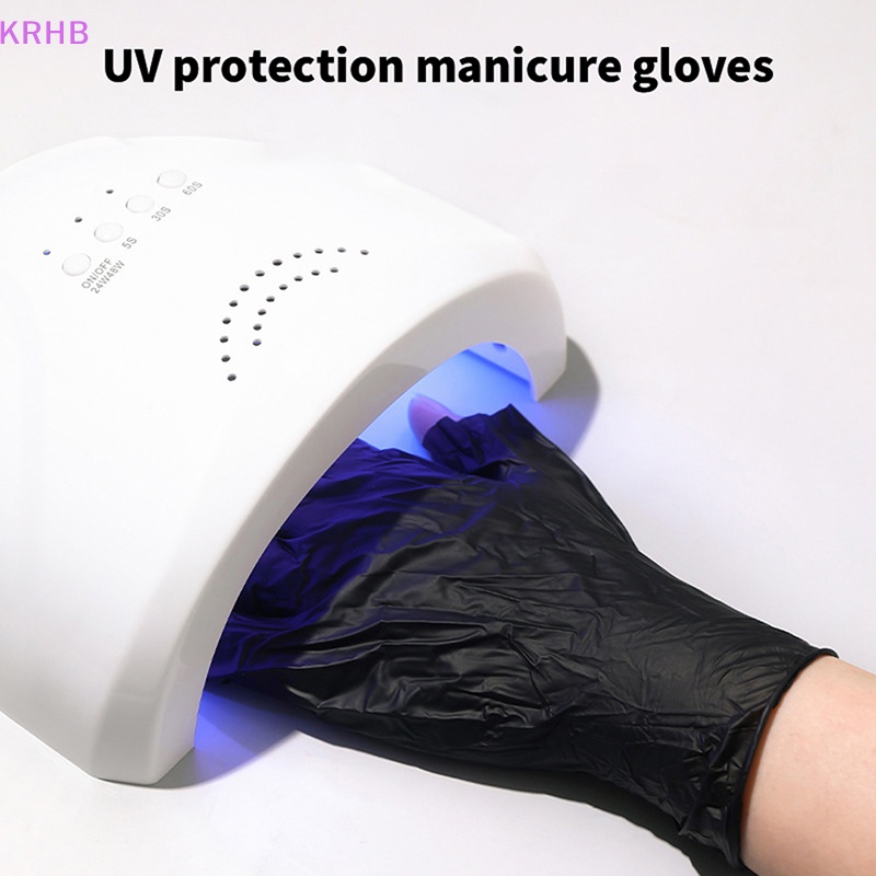 Set 10 Găng Tay Đèn LED UV Màu Đen Chống Tia UV Dùng Một Lần Mới