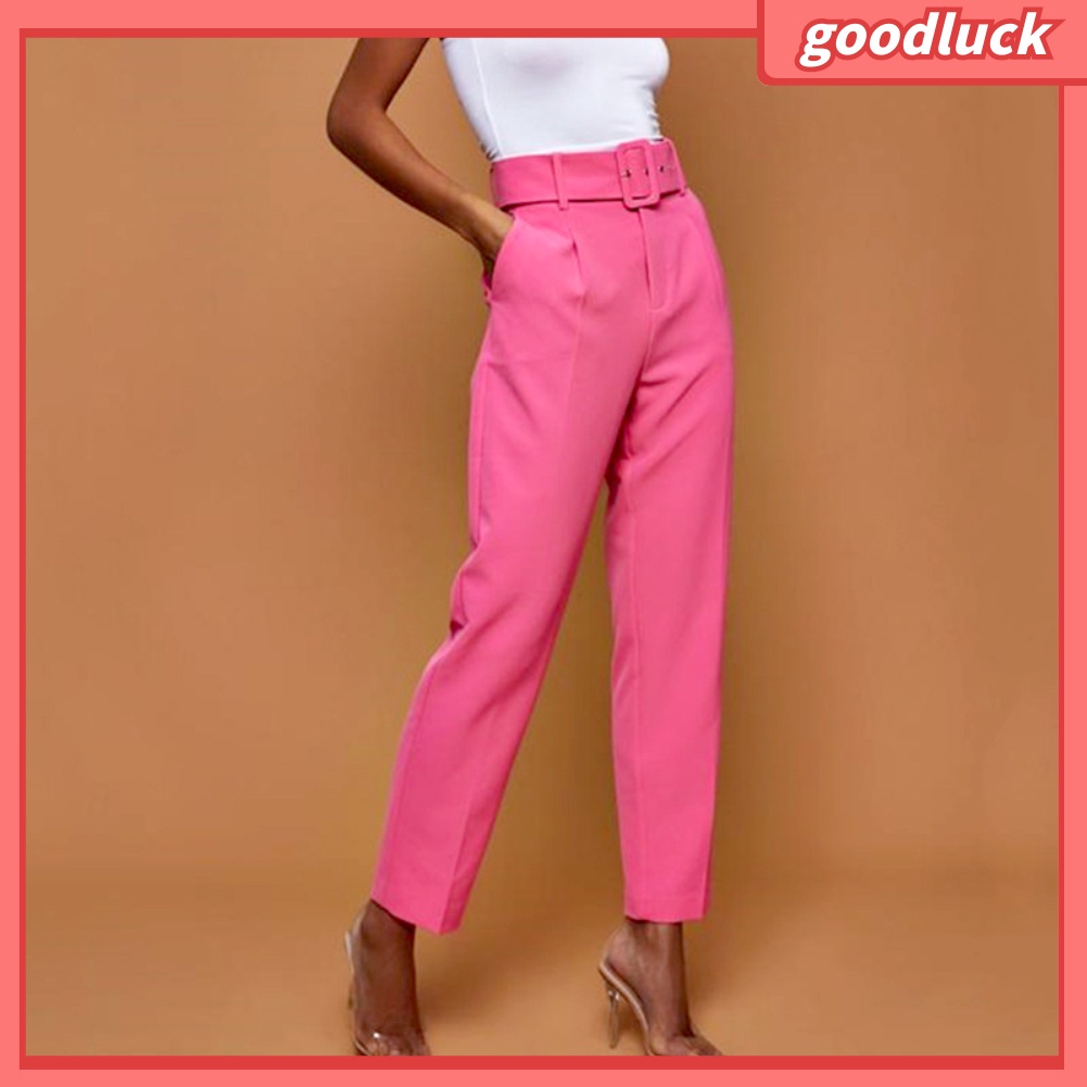 Quần Dài Lưng Cao Màu Trơn Thời Trang Cho Nữ