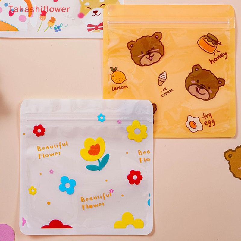 Set 10 Túi Đựng Bánh Kẹo Có Khóa Kéo Họa Tiết Hoạt Hình Dễ Thương