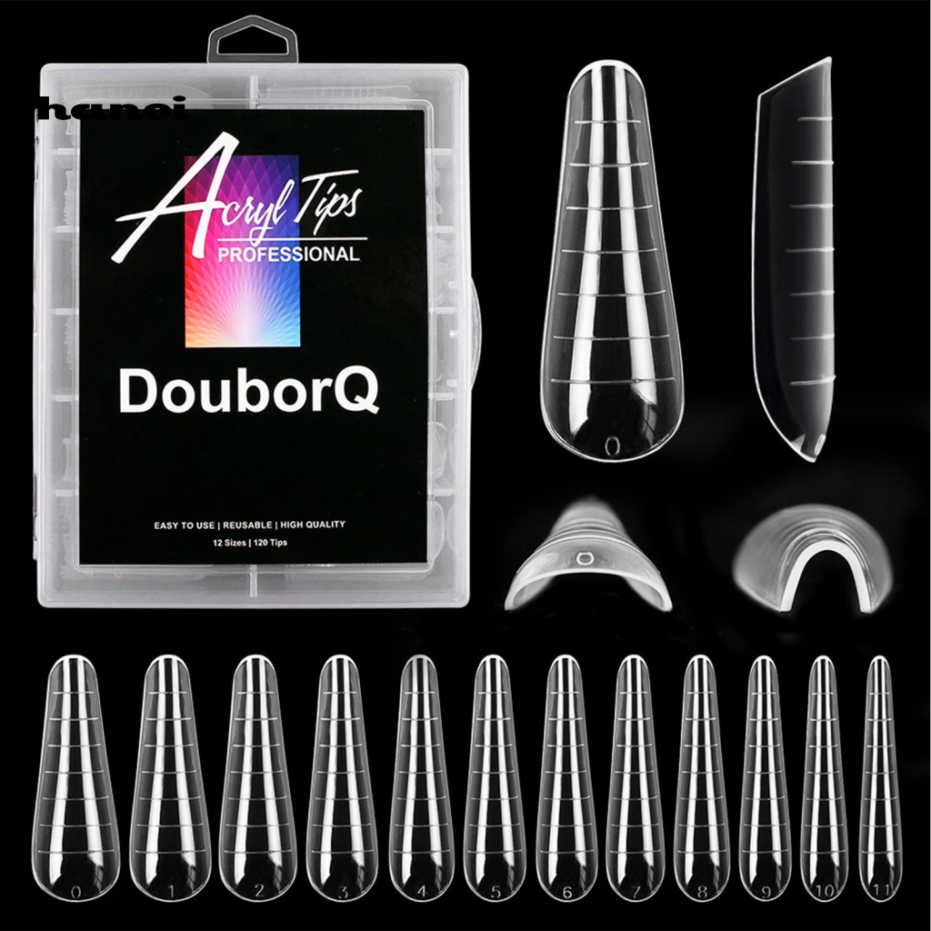 Hộp 120 Đầu Nối Móng Tay Trong Suốt Siêu Mỏng Hình Chữ V Cho Nữ