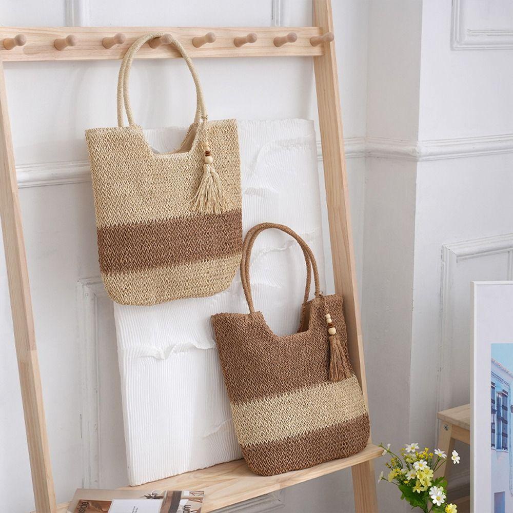 DANES Túi Đựng Mỹ Phẩm / Son Môi Dung Tích Lớn Họa Tiết Sọc Caro Thời Trang Mùa Hè Cho Nữ