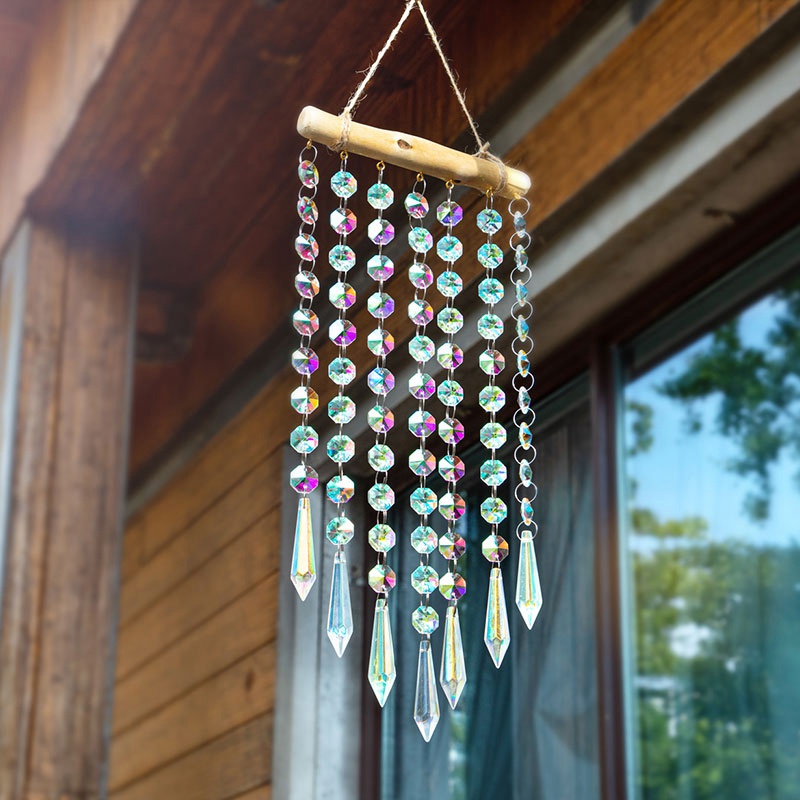 Chuông Gió Treo Cửa Kính Họa Tiết Dreamcatcher Phản Quang Độc Đáo Trang Trí Sân Vườn