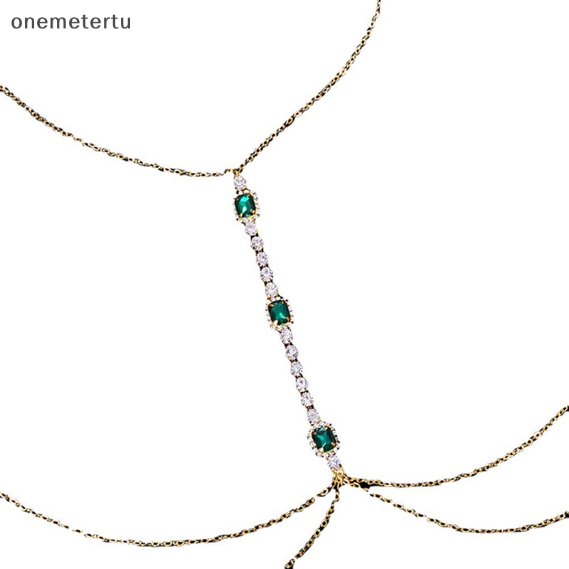 Dây Xích Đeo Ngực Đính Đá Pha Lê Xanh Lá Thời Trang Cho Nữ