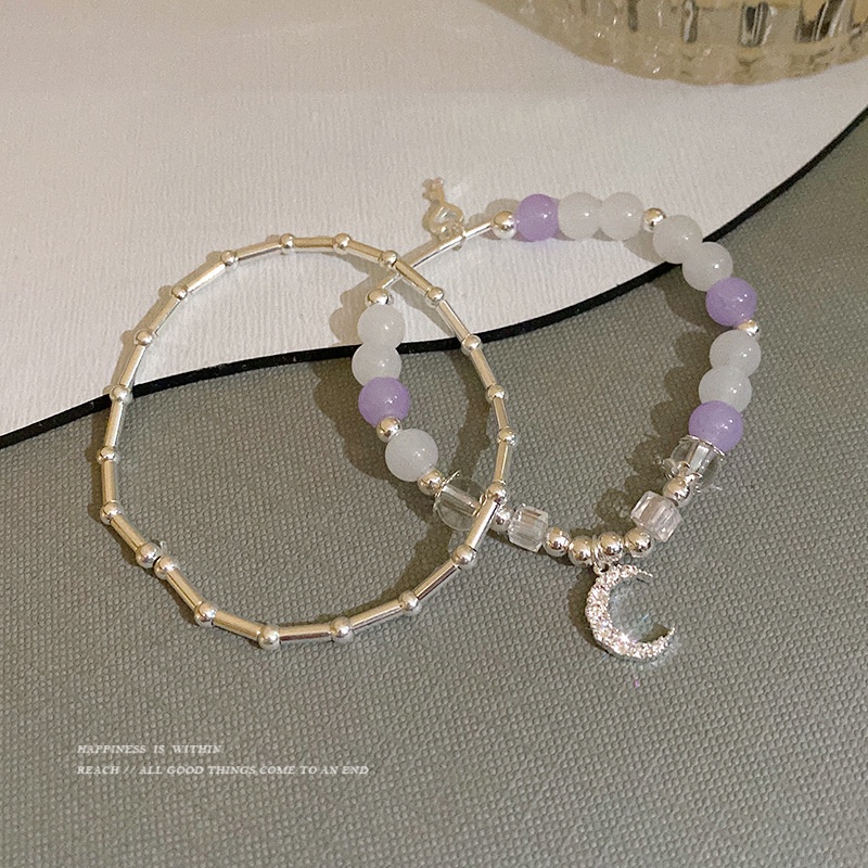 Vòng Tay Chuỗi Hạt Ngọc Trai Thiết Kế Mặt Trăng Nước Đá ins Mới Cho Bạn Gái