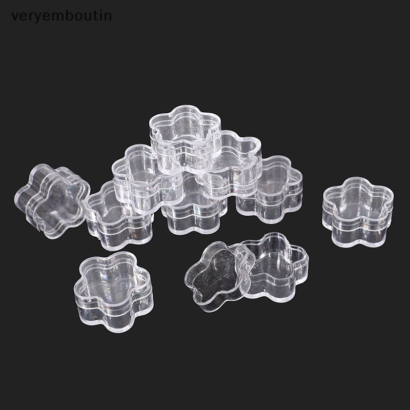 Set 10 Hũ Nhựa Rỗng Trong Suốt Mini Hình Bông Hoa Đựng Kem Tiện Lợi