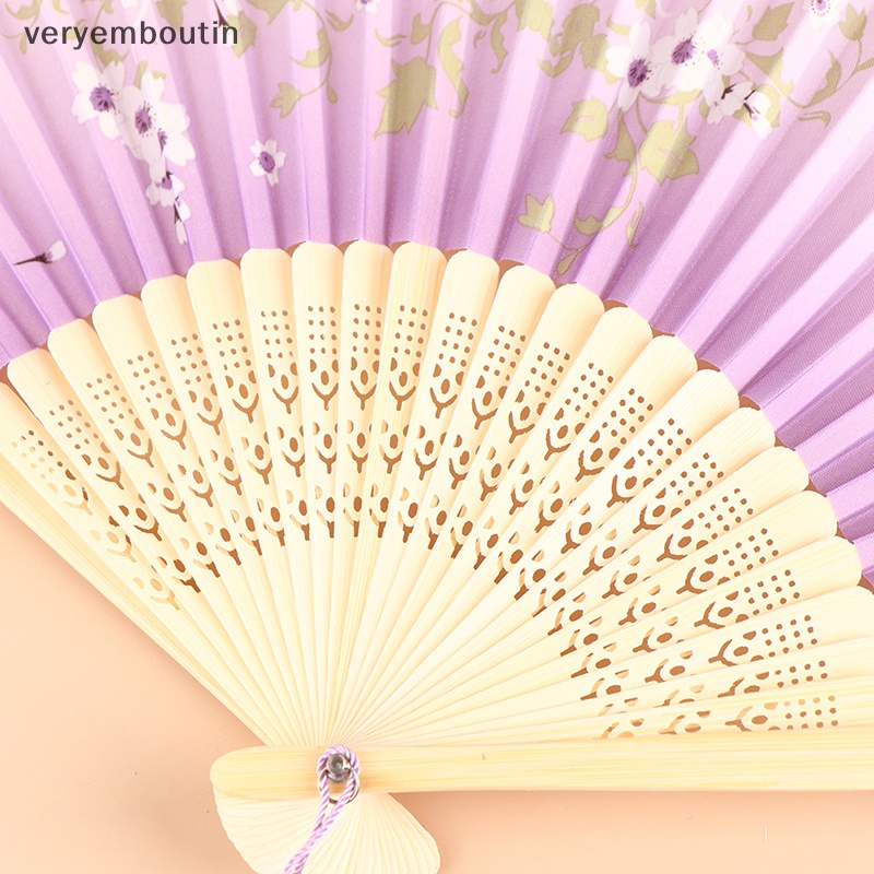 Quạt Xếp Cầm Tay Bằng Lụa Phong Cách Trung Hoa Cổ Điển