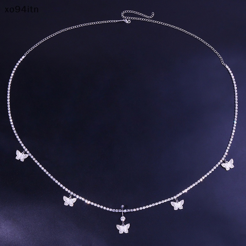Dây Xích Đeo Hông Đính Đá Hình Bướm Màu Bạc Quyến Rũ