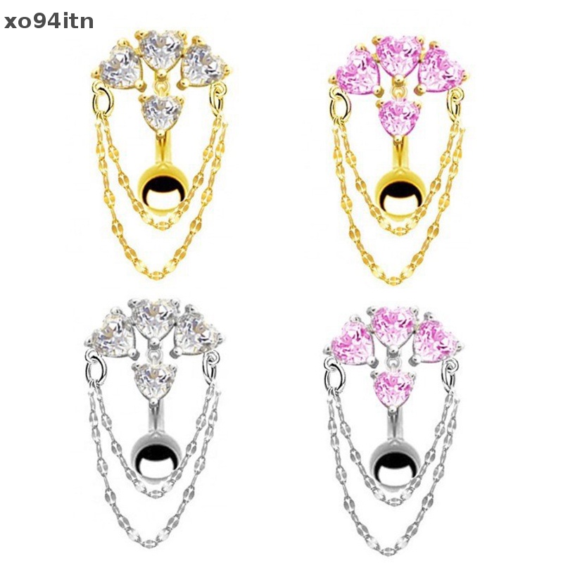 Khuyên Rốn Hình Trái Tim Bằng Thép Không Gỉ Đính Đá Quyến Rũ