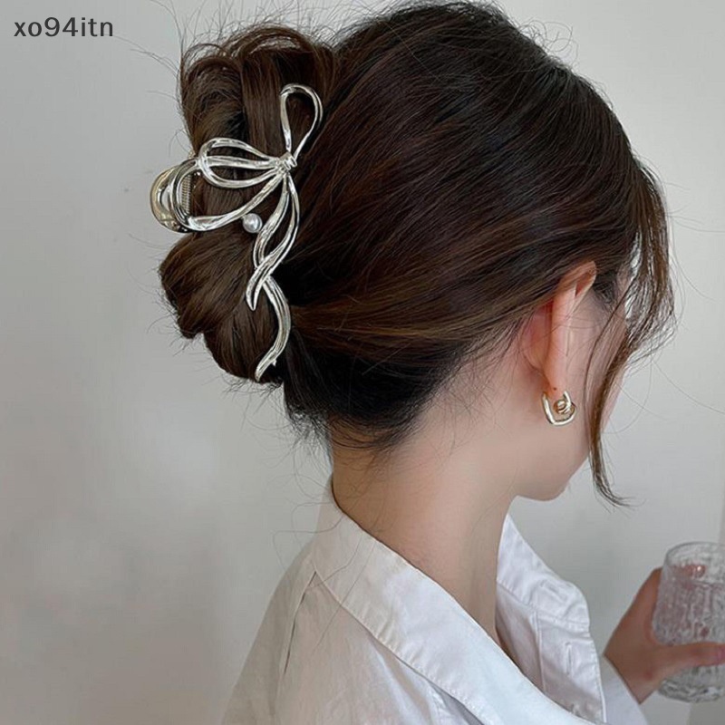 Kẹp Tóc Đính Ruy Băng Màu Vàng / Bạc Thời Trang Cho Nữ