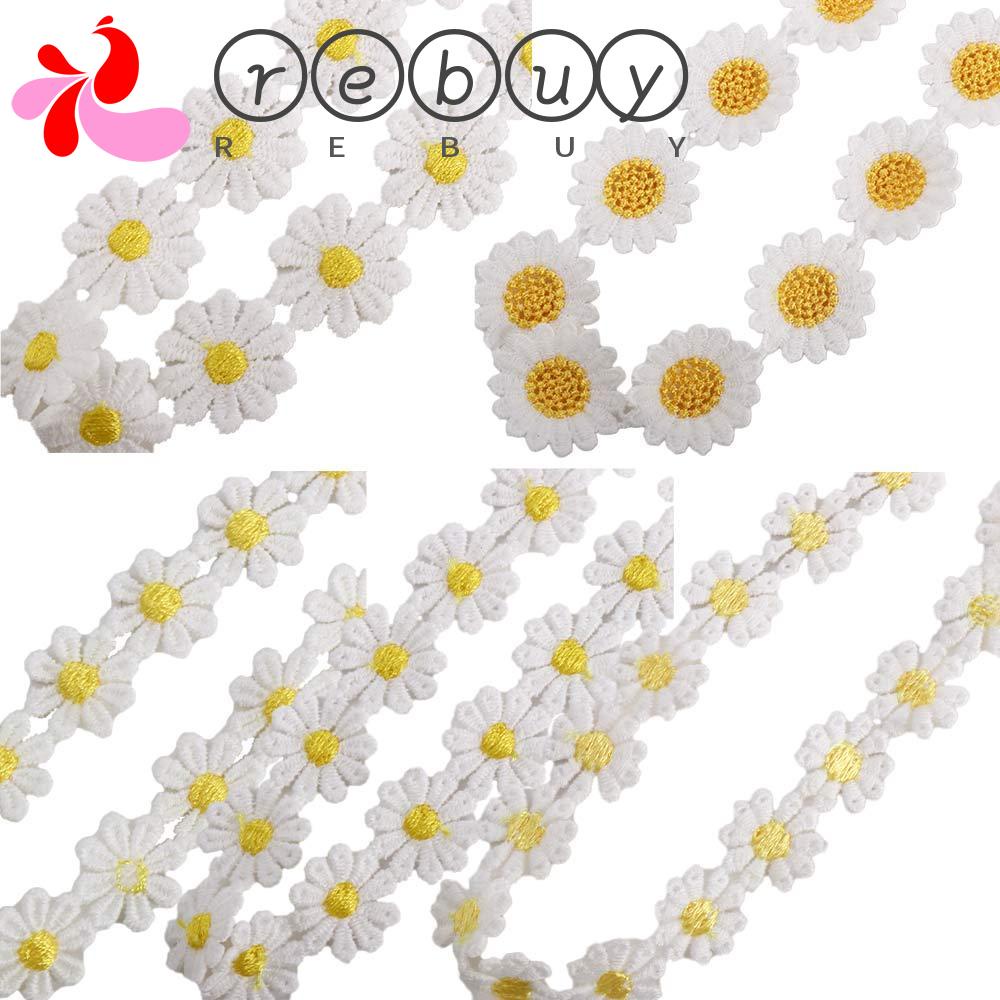 Dây Ruy Băng Thêu Hoa Cúc Dài 1 Yard Dùng Trang Trí