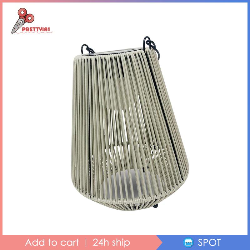 [Prettyia1] Lồng Đèn Kim Loại Năng Lượng Mặt Trời Treo Trang Trí Bàn Làm Việc Có Tay Cầm Cho Sân Vườn