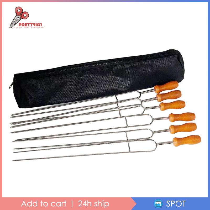 1 [Prettyia] 6 Xiên Nướng BBQ Cắm Trại Tiệc Tùng