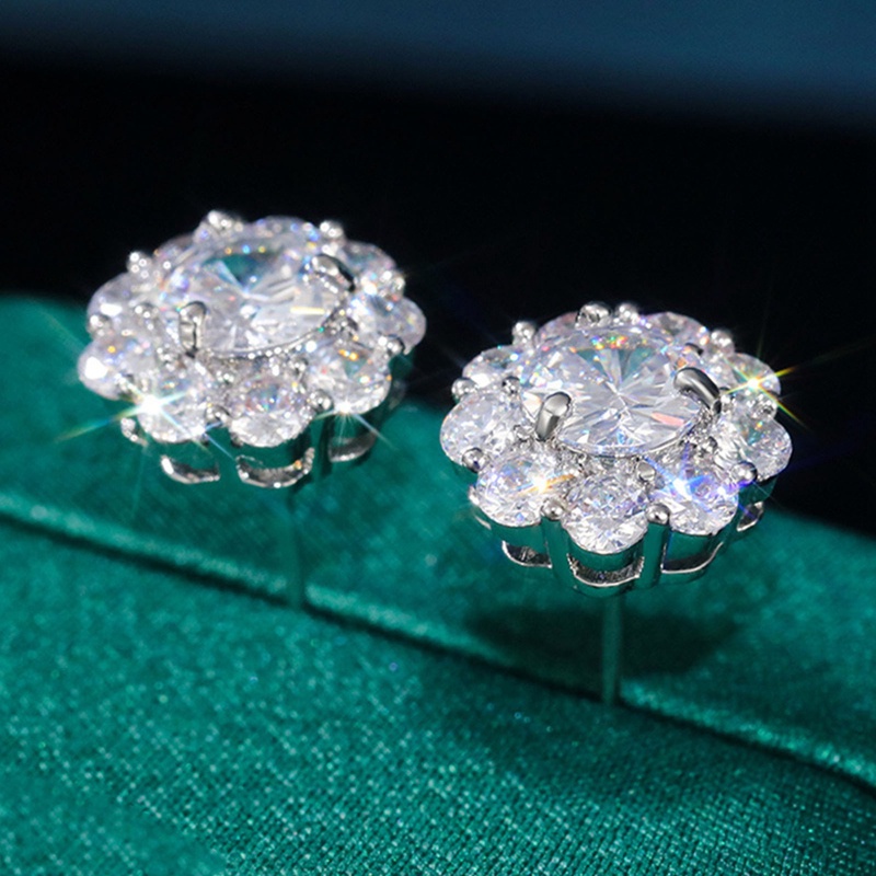 Bông Tai Hình Hoa Đính Đá Zircon Thời Trang Cho Nữ