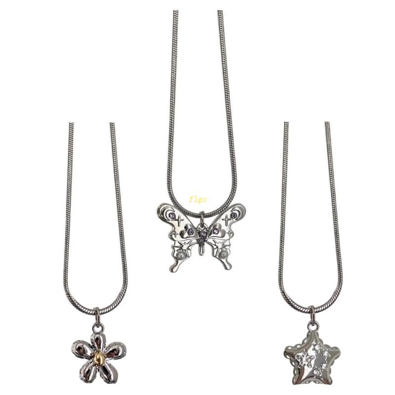 Flgo Dây Chuyền Dạng Xích Hình Bướm Hoa Ngôi Sao Phong Cách Harajuku Đơn Giản