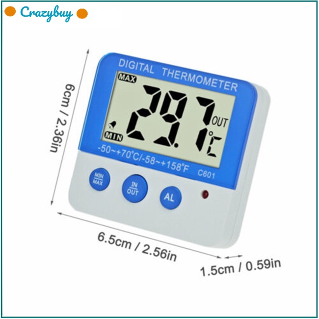 Nhiệt Kế Điện Tử Có Đèn Led Cho Tủ Lạnh °C/°F Đồng Hồ Đo Nhiệt Độ Và Độ Ẩm Có Đèn Led Báo Hiệu