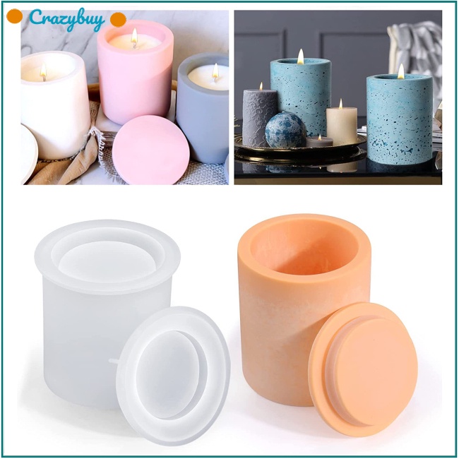 Cr Khuôn Silicone Hình Trụ Làm Nến Thủ Công Đa Năng Chống Rò Rỉ