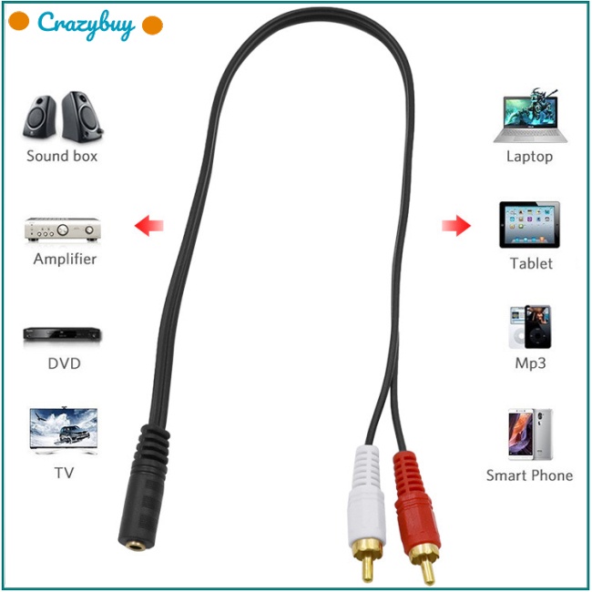 Cr Cáp Chuyển Đổi Âm Thanh 3.5mm Sang 2 RCA 3.5 Y 50cm