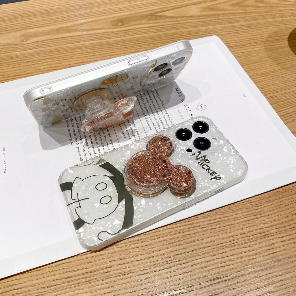 Ốp Điện Thoại TPU Chống Sốc Họa Tiết Chuột Mickey Hoạt Hình Có Nước Kim Tuyến Cho IPhone 14 13 12 11 Pro MAX 14 PLUS X XR XS MAX