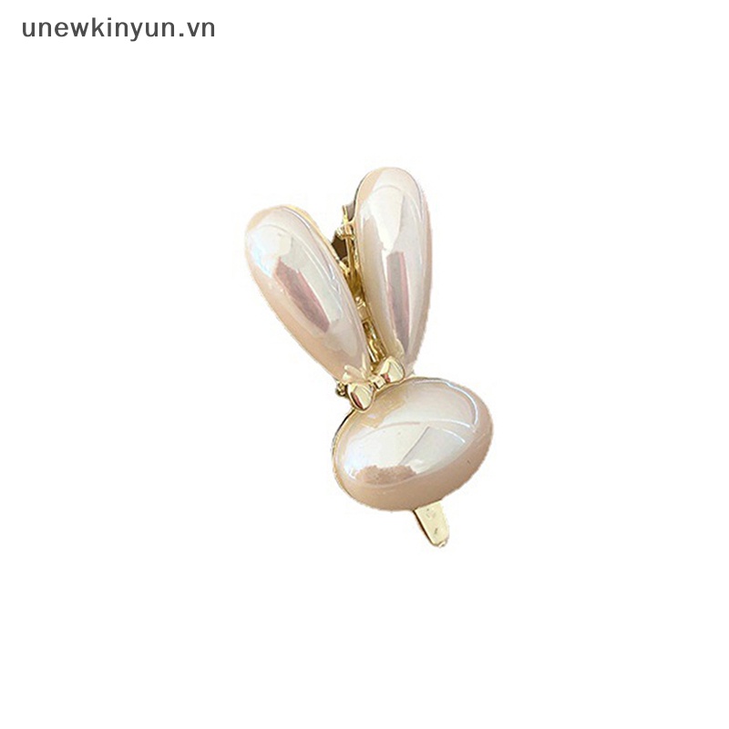 Kẹp Tóc Hình Tai Thỏ Đính Ngọc Trai Thời Trang Cho Nữ