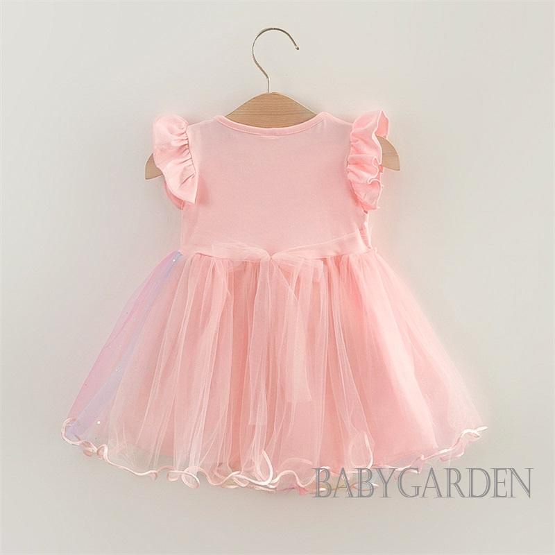 Đầm Chữ A Sát Nách Cổ Tròn Màu Cầu Vồng Cho Bé Gái 6 Tháng-5 Tuổi