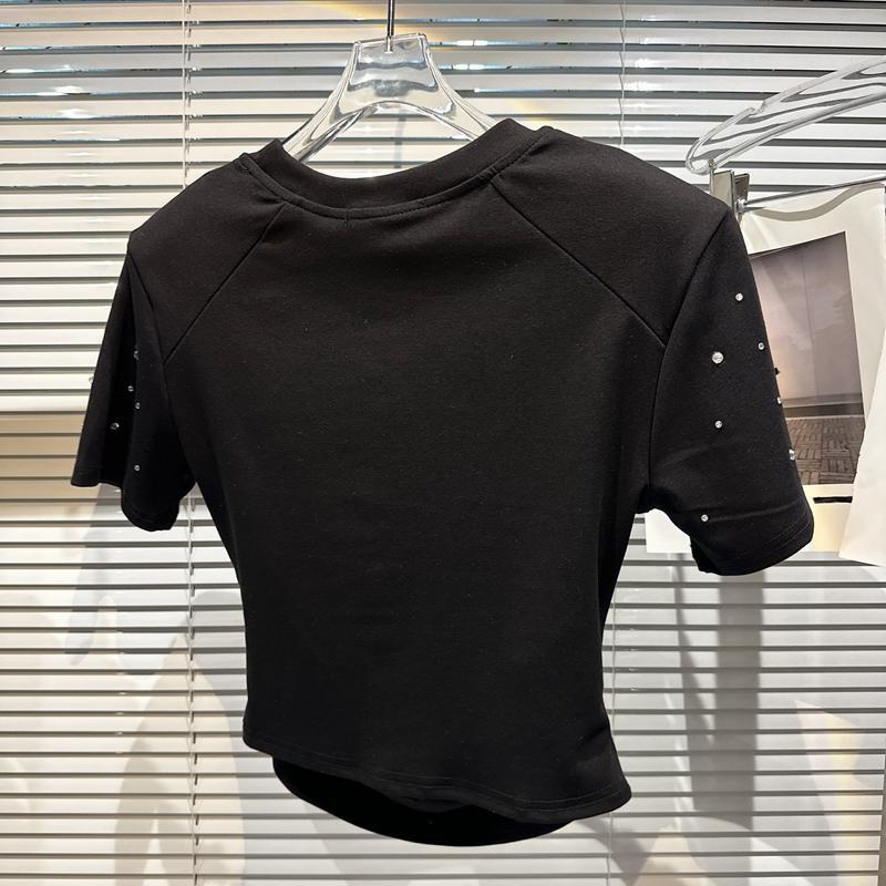 Áo Croptop Tay Ngắn Cổ Tròn Dáng Rộng Thời Trang Mùa Hè 2023 Cho Nữ