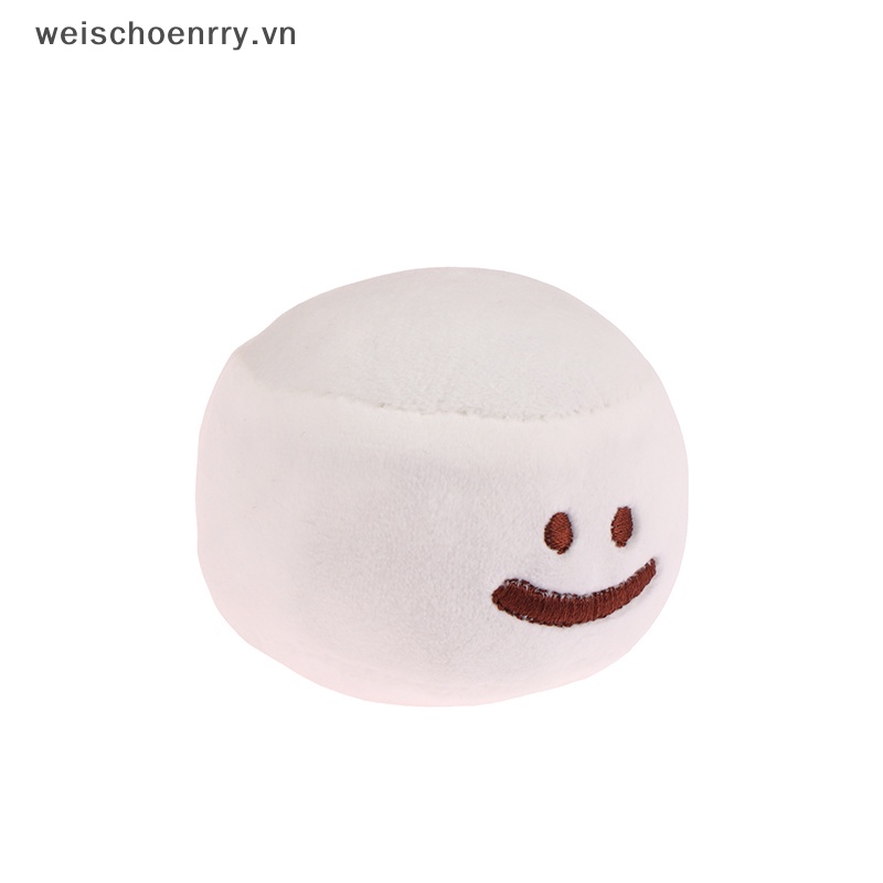 Móc Khóa Quả Cầu Lông Xù Hình Mặt Cười Marshmallow Dễ Thương