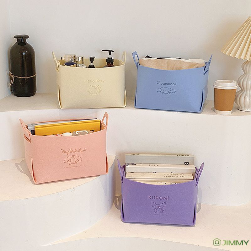 Sanrio Túi Đựng Mỹ Phẩm Bằng Nỉ Sức Chứa Lớn Chống Thấm Nước Hình Melody Cinnamoroll