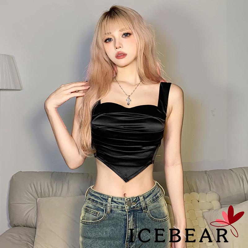 Áo Lửng Không Tay Vải Satin Thắt Nơ Sau Lưng Thời Trang Dành Cho Nữ